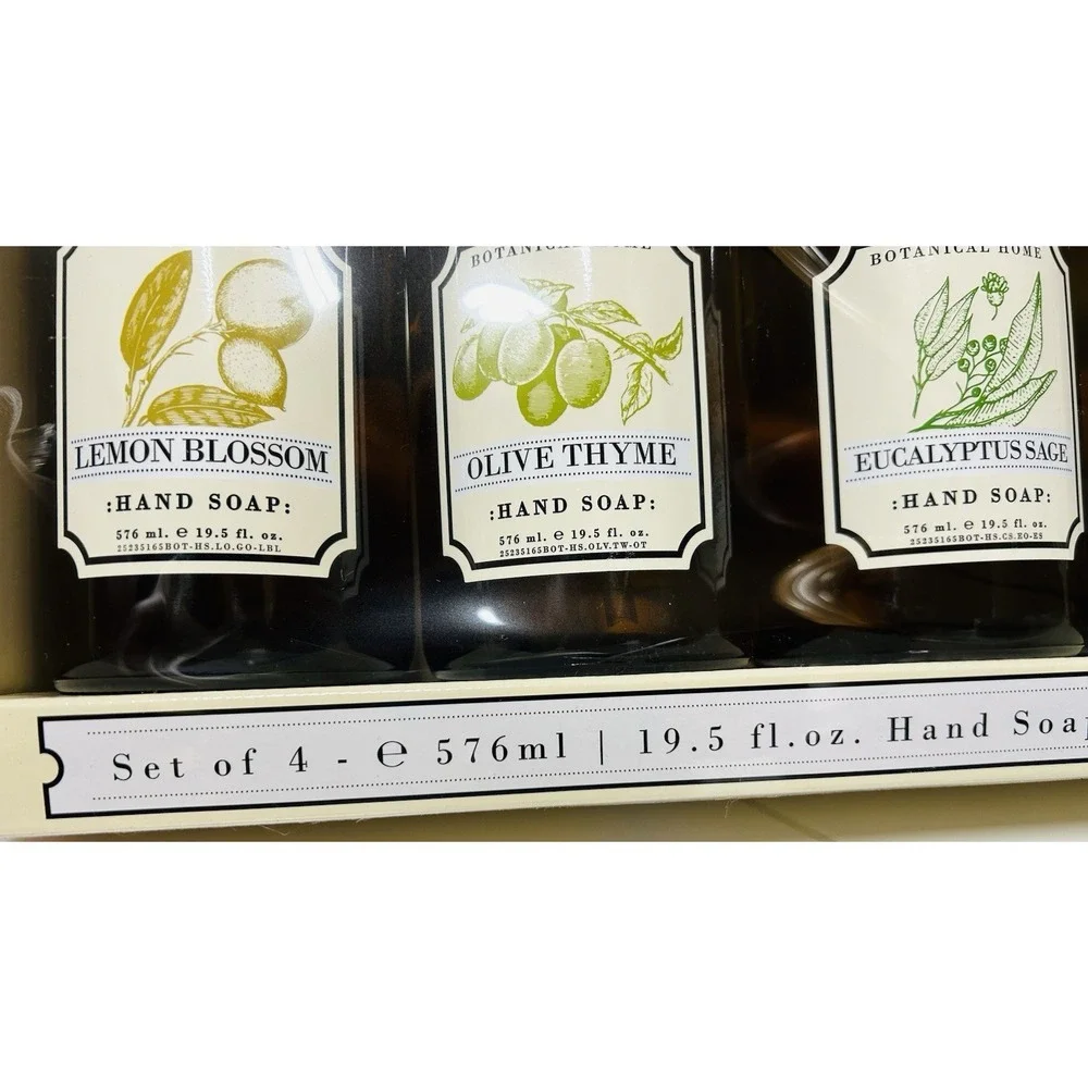 Botanical Home: Hand Soap Collection, Aromatic Set of 4, 19.5 fl oz each, Glass